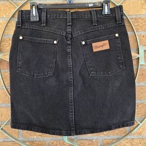 Vintage 80's 90's Wrangler Women's Black Denim Mini Skirt
